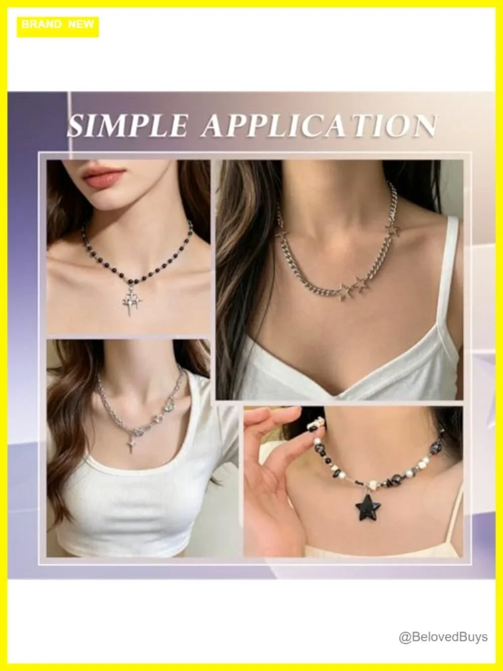8Pc Y2k Star Choker Necklace Set Alloy Stainless Steel Punk Grunge